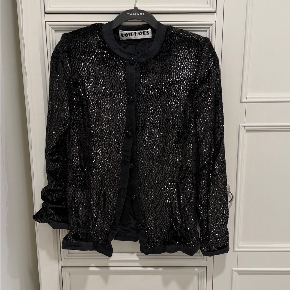 David Hayes Black Sequin Women's Blouse